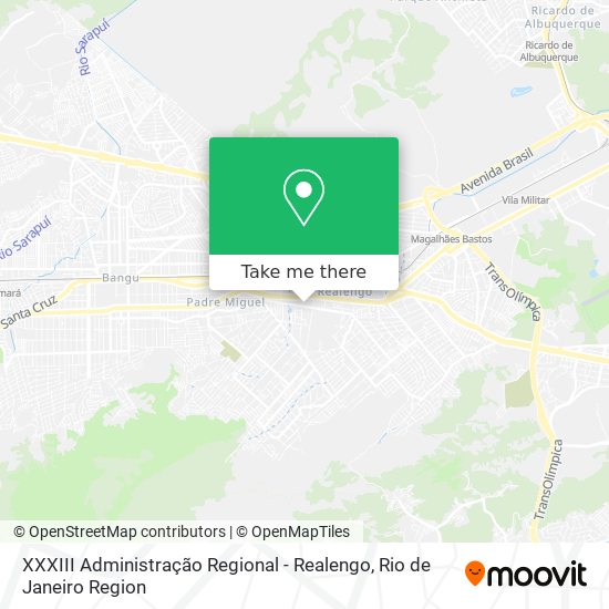 XXXIII Administração Regional - Realengo map