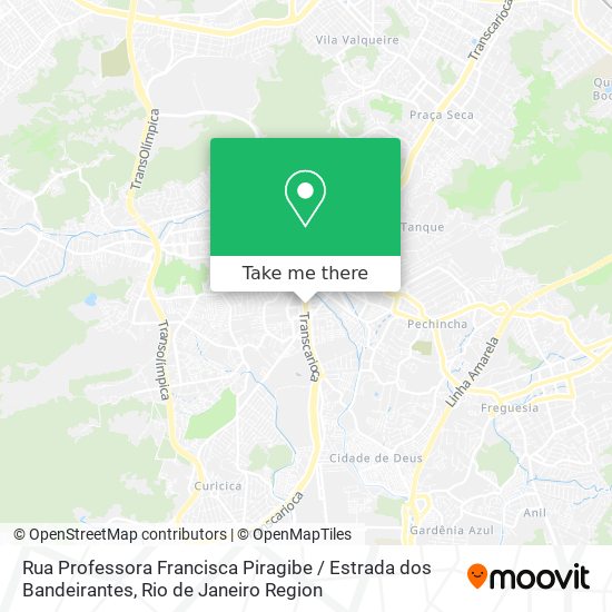 Mapa Rua Professora Francisca Piragibe / Estrada dos Bandeirantes