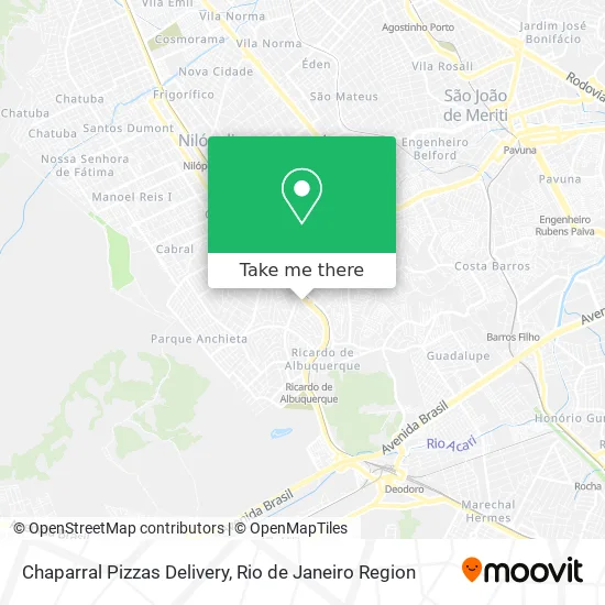 Chaparral Pizzas Delivery map