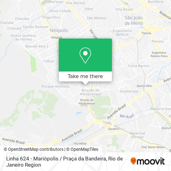 Mapa Linha 624 - Mariópolis / Praça da Bandeira