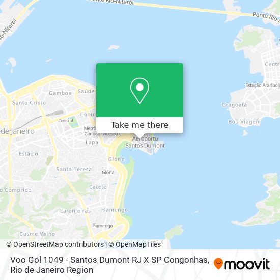 Mapa Voo Gol 1049 - Santos Dumont RJ X SP Congonhas