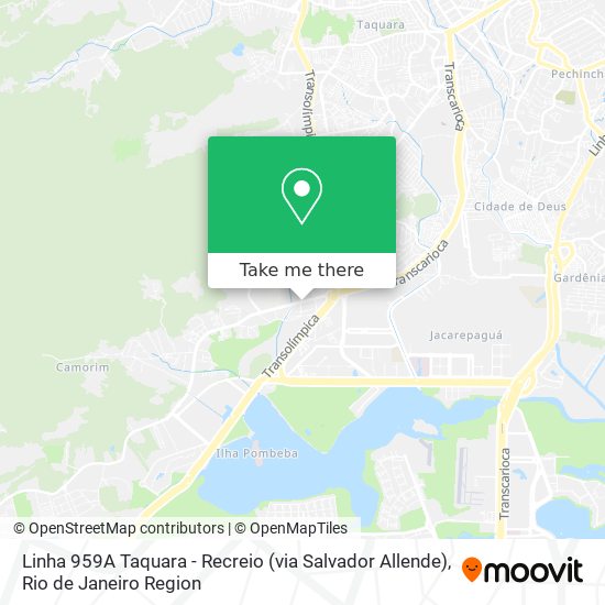 Linha 959A Taquara - Recreio (via Salvador Allende) map