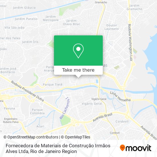 Mapa Fornecedora de Materiais de Construção Irmãos Alves Ltda