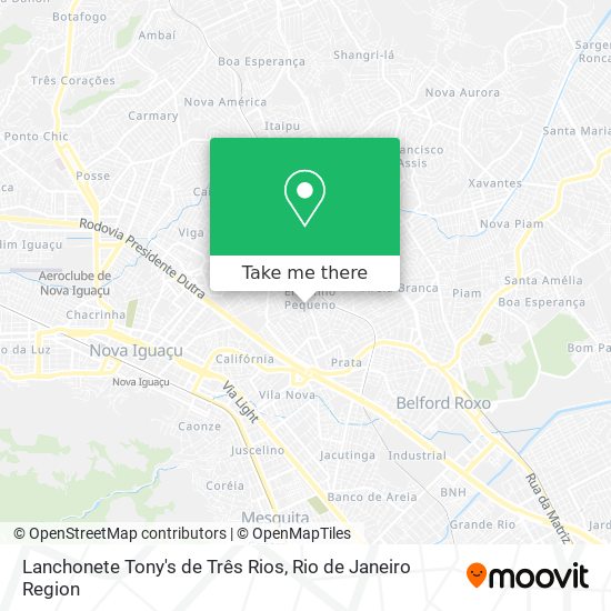 Mapa Lanchonete Tony's de Três Rios