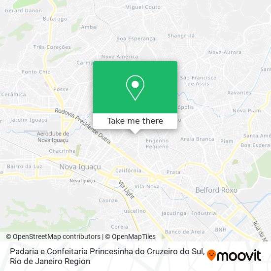 Mapa Padaria e Confeitaria Princesinha do Cruzeiro do Sul