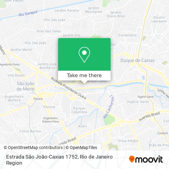 Estrada São João-Caxias 1752 map