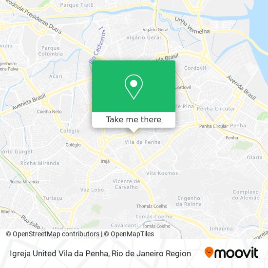 Mapa Igreja United Vila da Penha