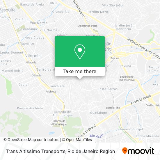 Trans Altissimo Transporte map