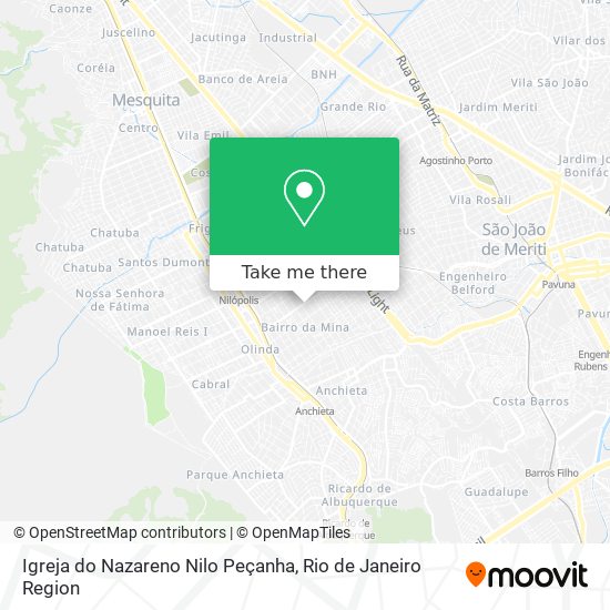 Mapa Igreja do Nazareno Nilo Peçanha