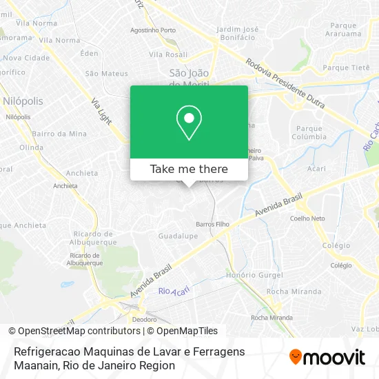 Refrigeracao Maquinas de Lavar e Ferragens Maanain map