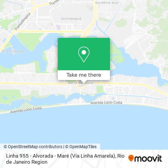 Mapa Linha 955 - Alvorada - Maré (Via Linha Amarela)