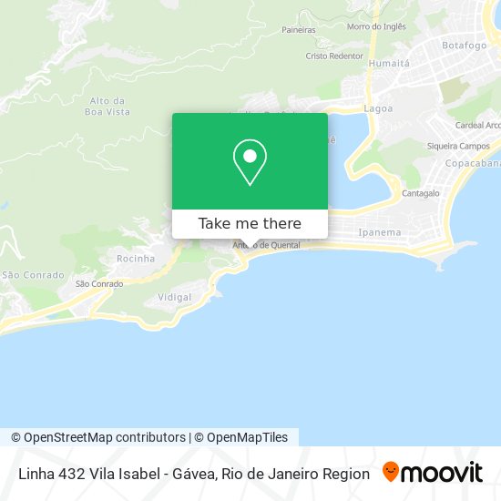 Mapa Linha 432 Vila Isabel - Gávea