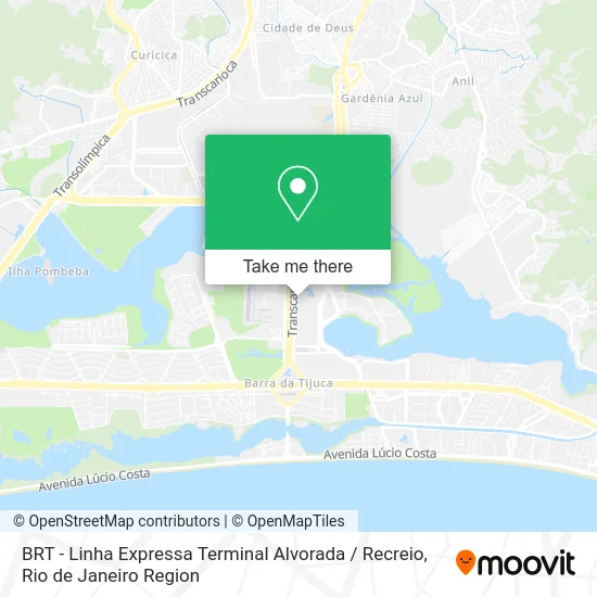 BRT - Linha Expressa Terminal Alvorada / Recreio map