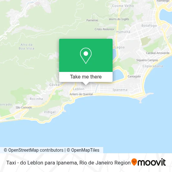 Taxi - do Leblon para Ipanema map