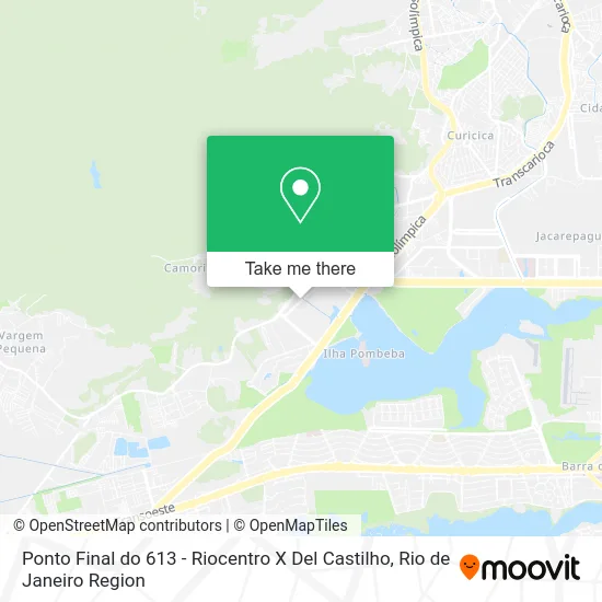 Ponto Final do 613 - Riocentro X Del Castilho map