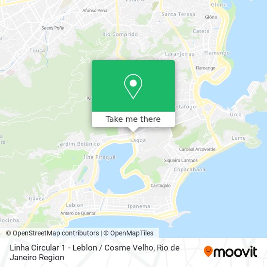 Mapa Linha Circular 1 - Leblon / Cosme Velho