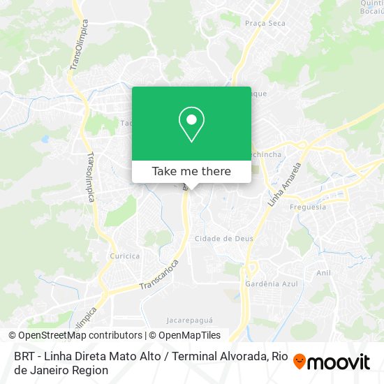 Mapa BRT - Linha Direta Mato Alto / Terminal Alvorada