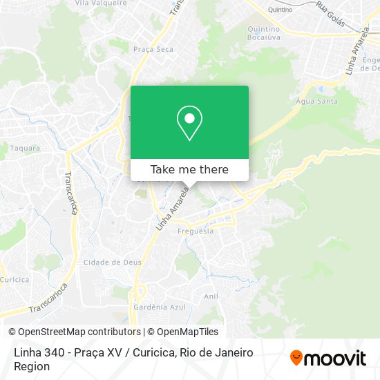 Mapa Linha 340 - Praça XV / Curicica