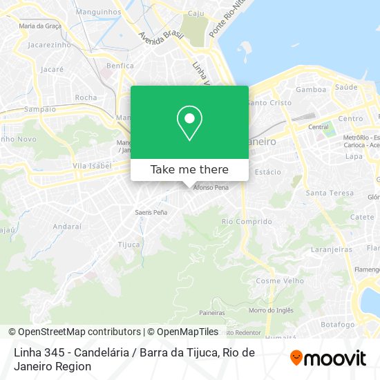 Linha 345 - Candelária / Barra da Tijuca map