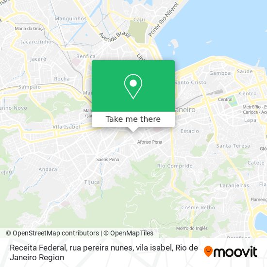 Mapa Receita Federal, rua pereira nunes, vila isabel