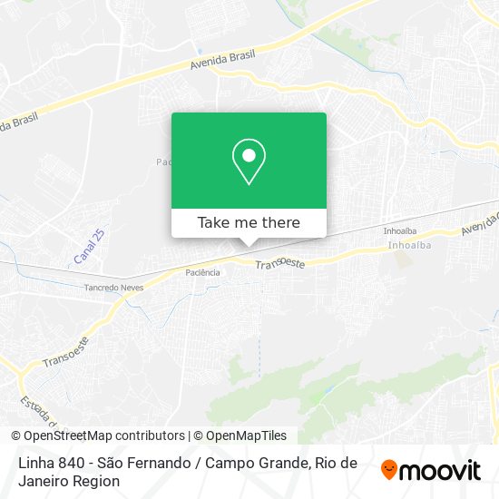 Mapa Linha 840 - São Fernando / Campo Grande