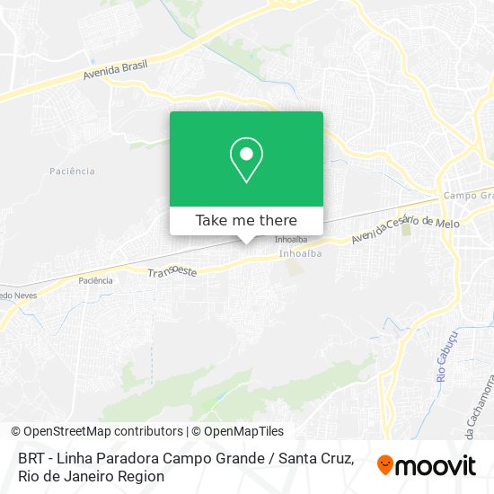 BRT - Linha Paradora Campo Grande / Santa Cruz map