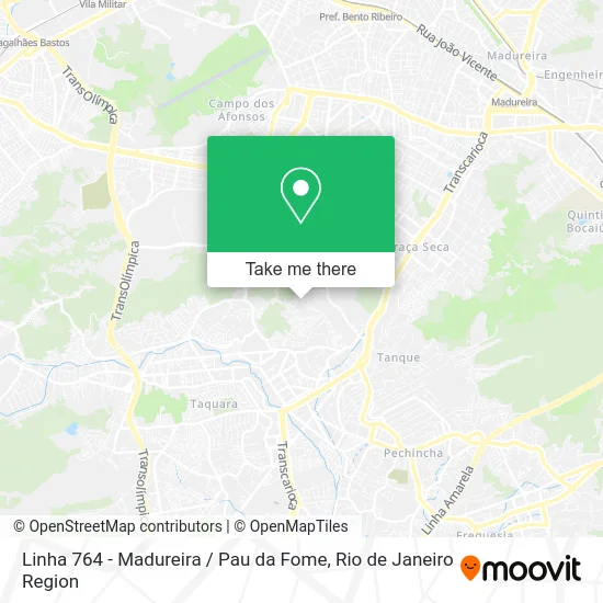 Linha 764 - Madureira / Pau da Fome map