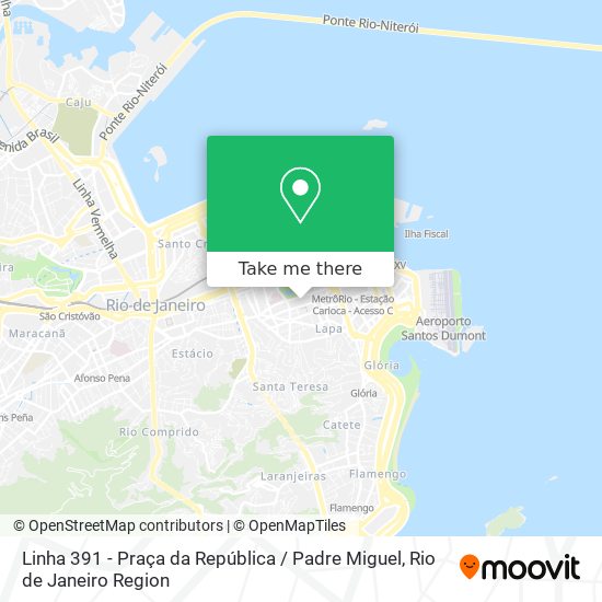 Mapa Linha 391 - Praça da República / Padre Miguel