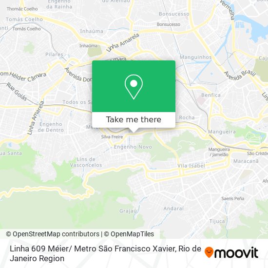 Mapa Linha 609 Méier/ Metro São Francisco Xavier