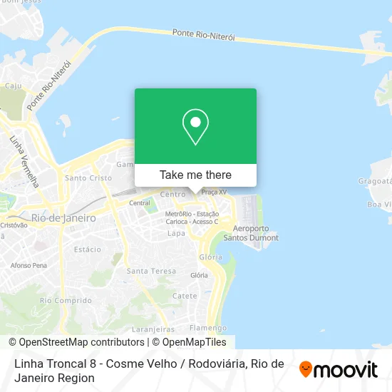 Linha Troncal 8 - Cosme Velho / Rodoviária map