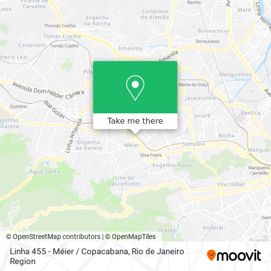 Linha 455 - Méier / Copacabana map