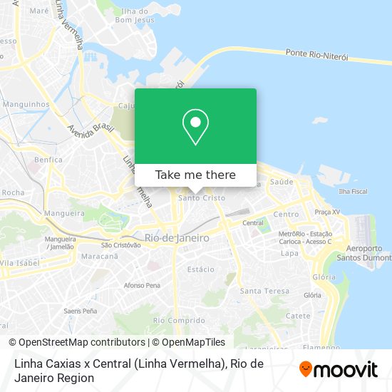 Mapa Linha Caxias x Central (Linha Vermelha)