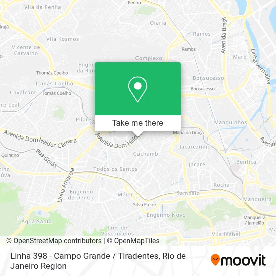 Linha 398 - Campo Grande / Tiradentes map