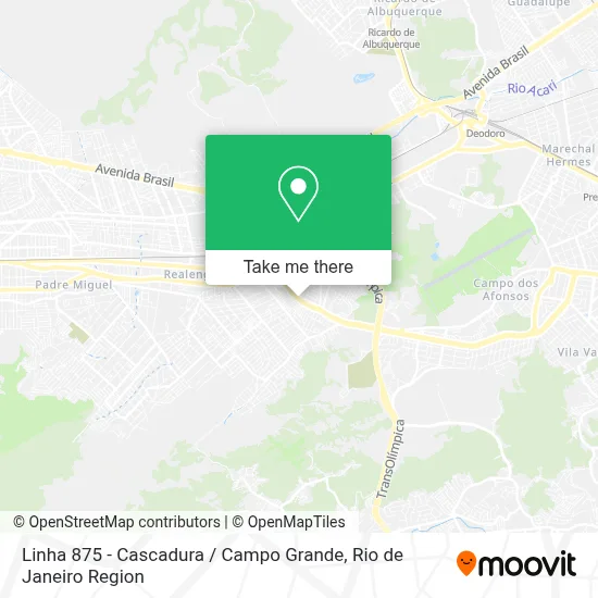 Linha 875 - Cascadura / Campo Grande map