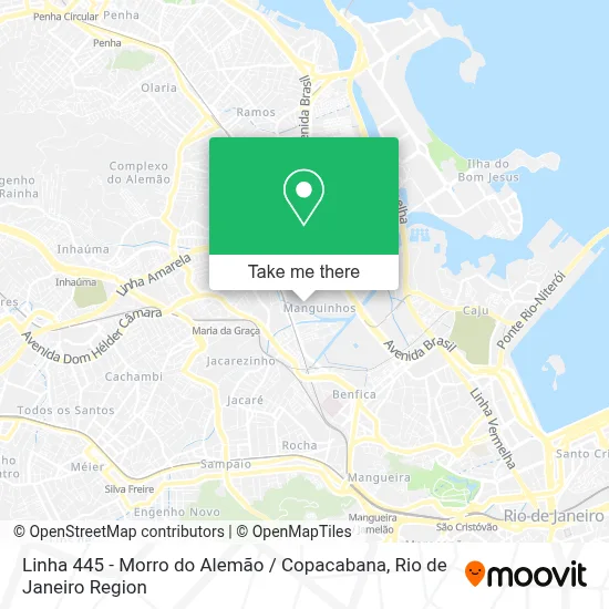 Linha 445 - Morro do Alemão / Copacabana map