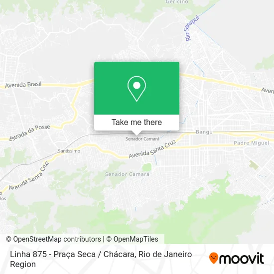 Linha 875 - Praça Seca / Chácara map