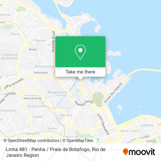 Linha 481 - Penha / Praia de Botafogo map