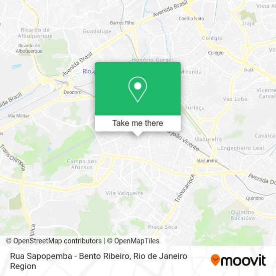Rua Sapopemba - Bento Ribeiro map