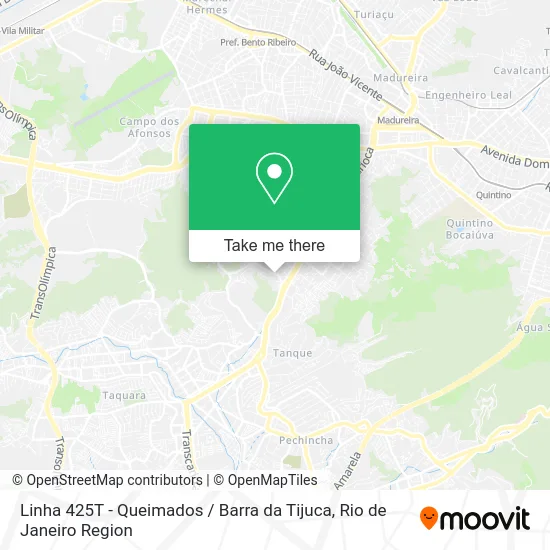Linha 425T - Queimados / Barra da Tijuca map