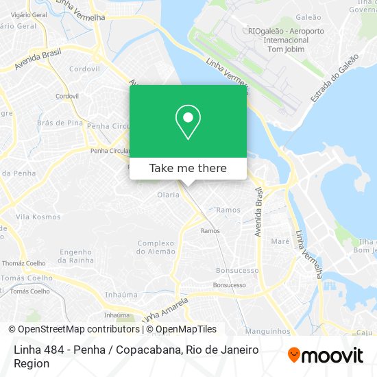 Mapa Linha 484 - Penha / Copacabana