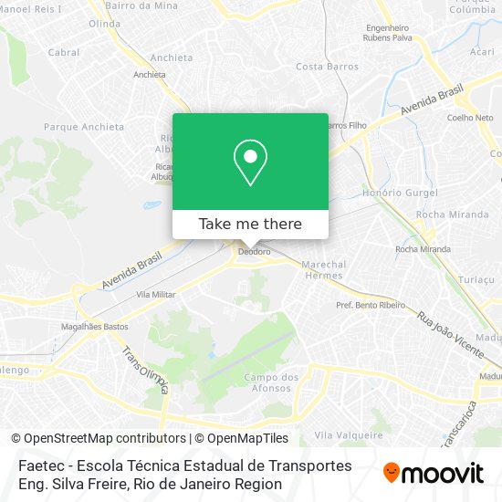 Mapa Faetec - Escola Técnica Estadual de Transportes Eng. Silva Freire