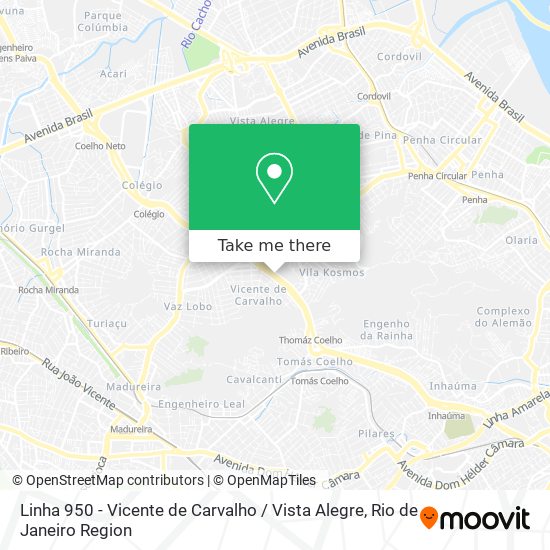 Mapa Linha 950 - Vicente de Carvalho / Vista Alegre