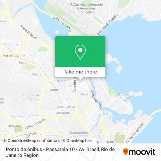 Mapa Ponto de ônibus - Passarela 10 - Av. Brasil