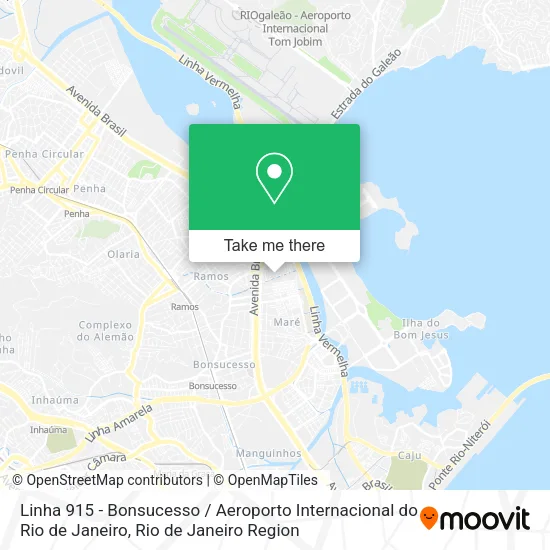 Linha 915 - Bonsucesso / Aeroporto Internacional do Rio de Janeiro map