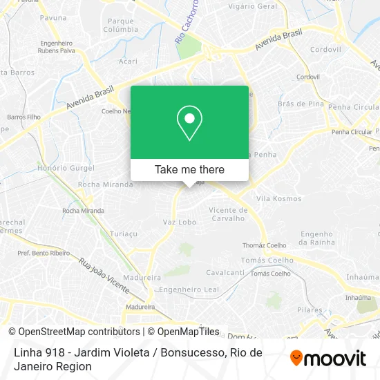 Linha 918 - Jardim Violeta / Bonsucesso map