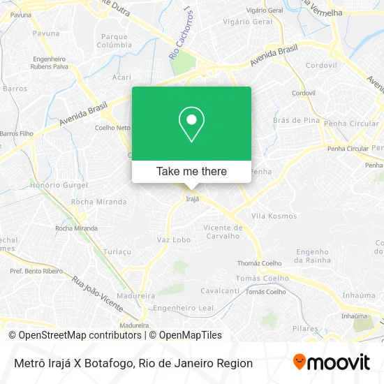 Metrô Irajá X Botafogo map