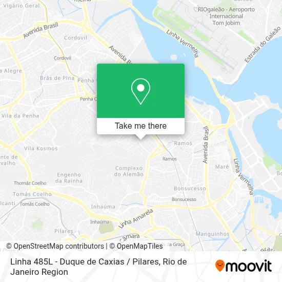 Linha 485L - Duque de Caxias / Pilares map