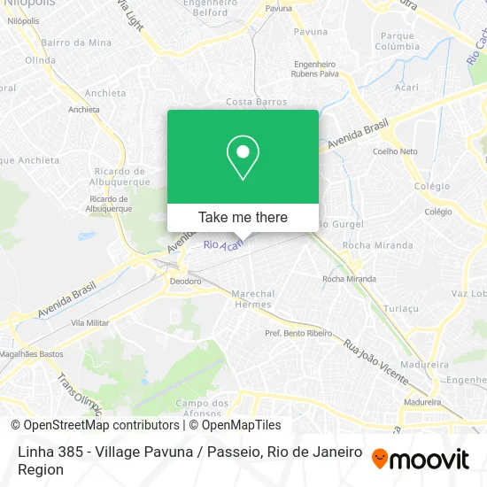 Linha 385 - Village Pavuna / Passeio map