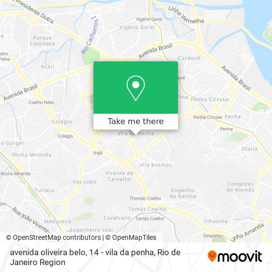 avenida oliveira belo, 14 - vila da penha map