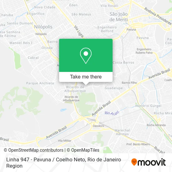 Linha 947 - Pavuna / Coelho Neto map